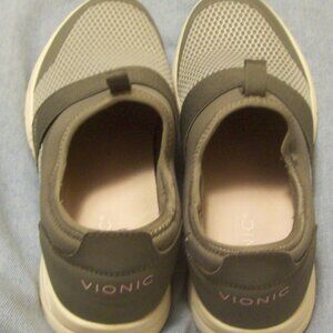 Vionic Camrie Slip-On Mesh Athletic Sneakers, Grey and White, Size 8.5